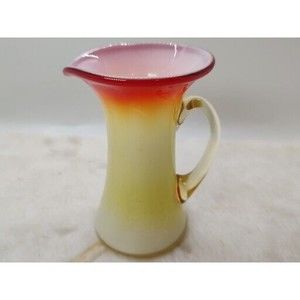 Vibrant Amberina Cased Glass Pitcher Hand blown Ombre Art Glass Applied …